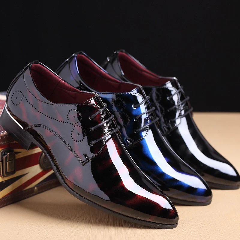 2021 Newly Men's Patent Leather Oxford Shoes Men Formal Shoes