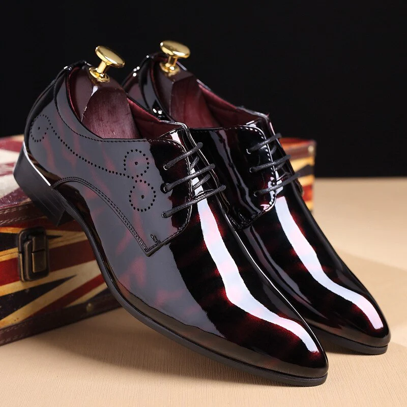 2021 Newly Men's Patent Leather Oxford Shoes Men Formal Shoes - Image 3