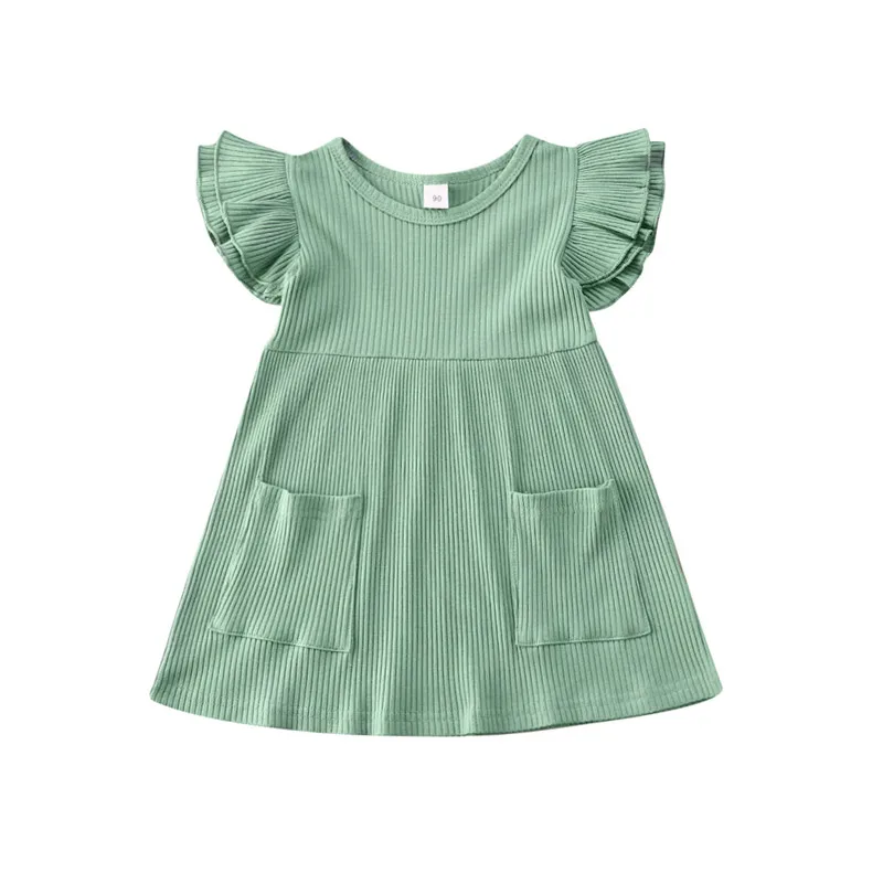 2021 Summer Children Girls Dress Ribbed Knitted Girls Ruffles Dresses Princess Teenage Casual Dress Daily Kids Dresses For Girls - Image 10