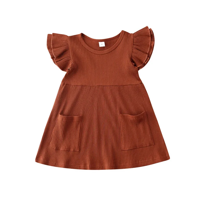 2021 Summer Children Girls Dress Ribbed Knitted Girls Ruffles Dresses Princess Teenage Casual Dress Daily Kids Dresses For Girls - Image 11