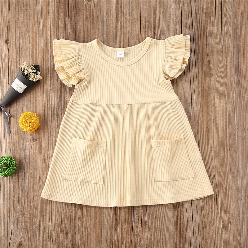 2021 Summer Children Girls Dress Ribbed Knitted Girls Ruffles Dresses Princess Teenage Casual Dress Daily Kids Dresses For Girls - Image 4