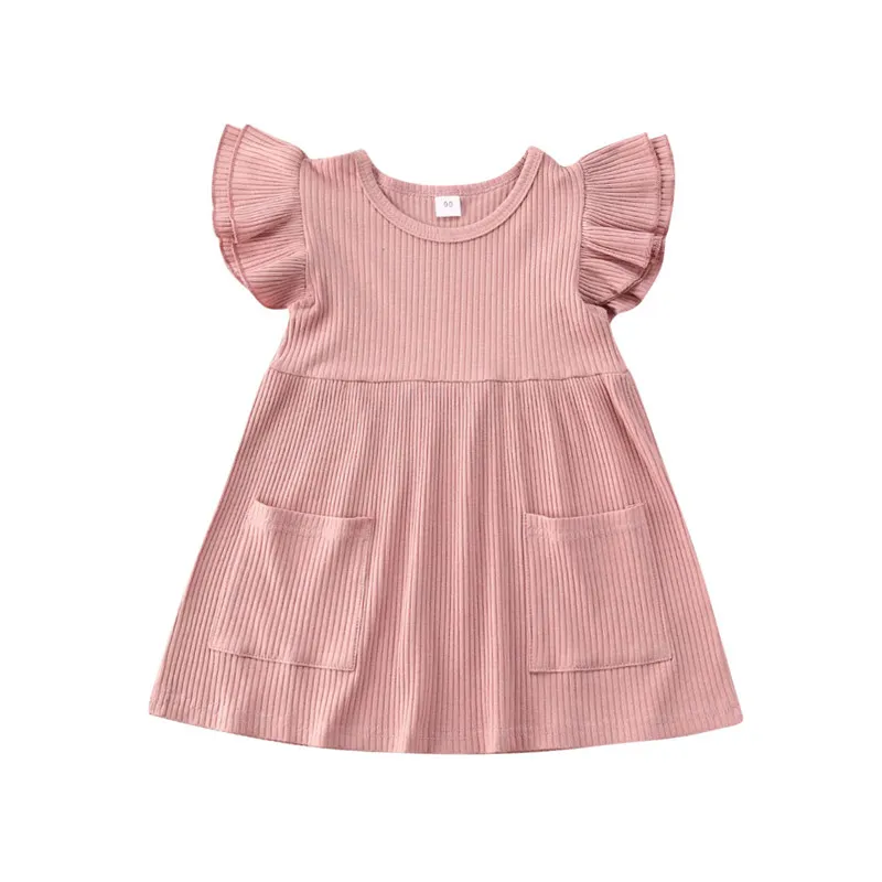 2021 Summer Children Girls Dress Ribbed Knitted Girls Ruffles Dresses Princess Teenage Casual Dress Daily Kids Dresses For Girls - Image 7
