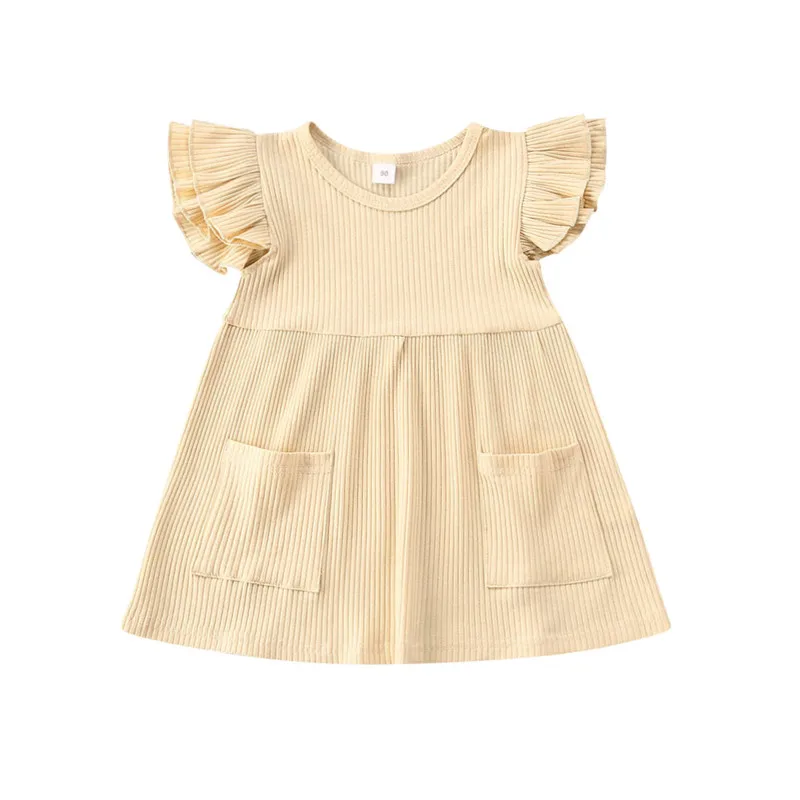 2021 Summer Children Girls Dress Ribbed Knitted Girls Ruffles Dresses Princess Teenage Casual Dress Daily Kids Dresses For Girls - Image 8