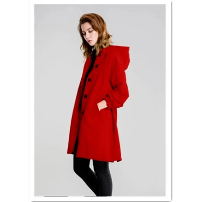 2021 Women's Loose Button Casual Windbreaker Jacket Autumn Winter Women Hooded Long Sleeve Windproof And Waterproof Jacket - Image 14