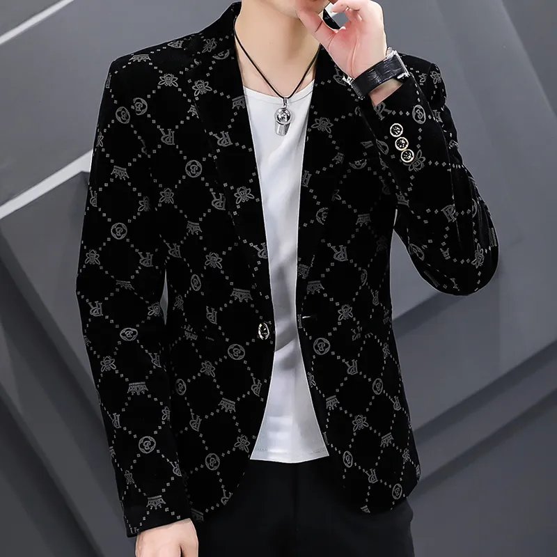 2022 Autumn Men Blazers Luxury Corduroy Casual Slim Suit Jacket Business Social Office Dress Coat Streetwear Jacket Men Clothing - Image 10
