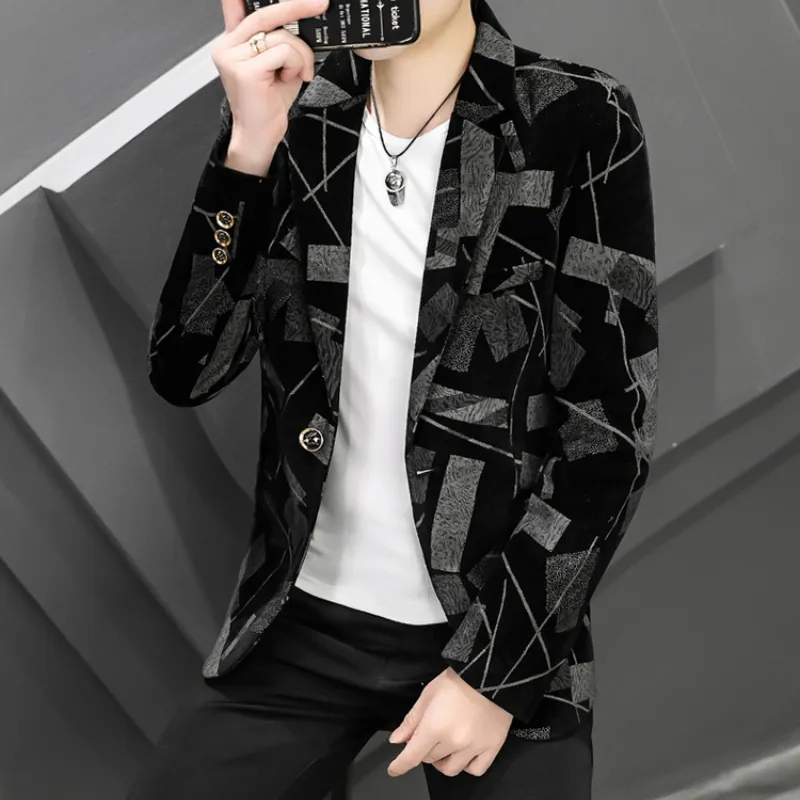 2022 Autumn Men Blazers Luxury Corduroy Casual Slim Suit Jacket Business Social Office Dress Coat Streetwear Jacket Men Clothing - Image 6