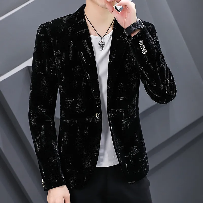 2022 Autumn Men Blazers Luxury Corduroy Casual Slim Suit Jacket Business Social Office Dress Coat Streetwear Jacket Men Clothing - Image 7