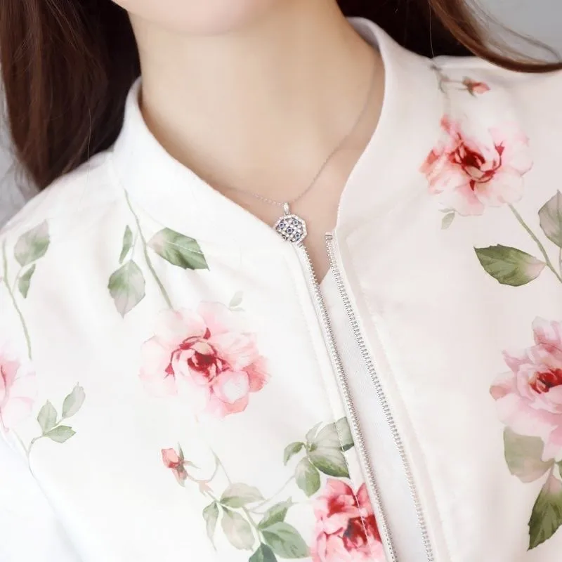 2022 Fashion Summer Bomber Print Jacket Women Long Sleeve Autumn Jackets Coats Woman Thin Short Baseball Female Overcoat Clothes - Image 2