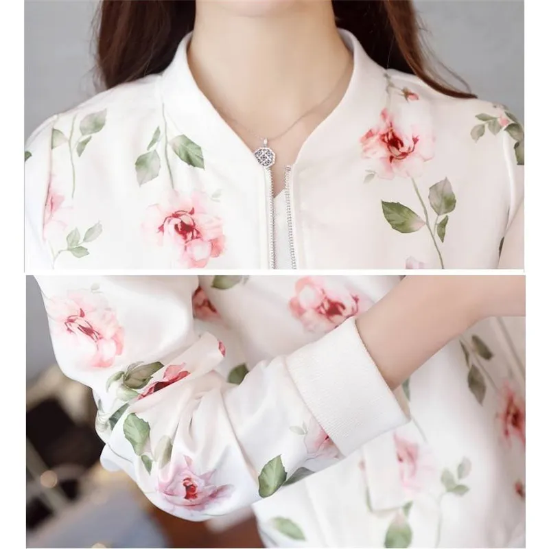 2022 Fashion Summer Bomber Print Jacket Women Long Sleeve Autumn Jackets Coats Woman Thin Short Baseball Female Overcoat Clothes - Image 5