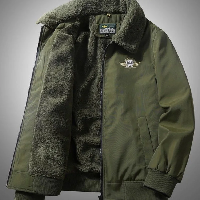 2022 High Quality Autumn Winter Velvet Jacket man Clothes zipper Coat Men Jacket Men Cotton Jacket Jacket Cotton Fat Male Army - Image 3