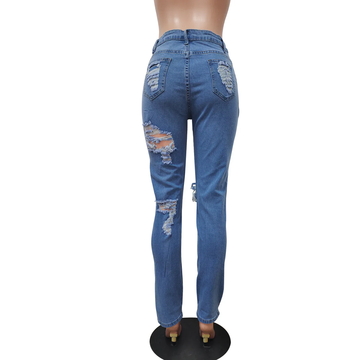2022 Jeans Ripped Pant Buttons Good Stretch Casual Pants Wom Jeans New Fashion Distress Cotton Jeans Long Pant for Women - Image 5