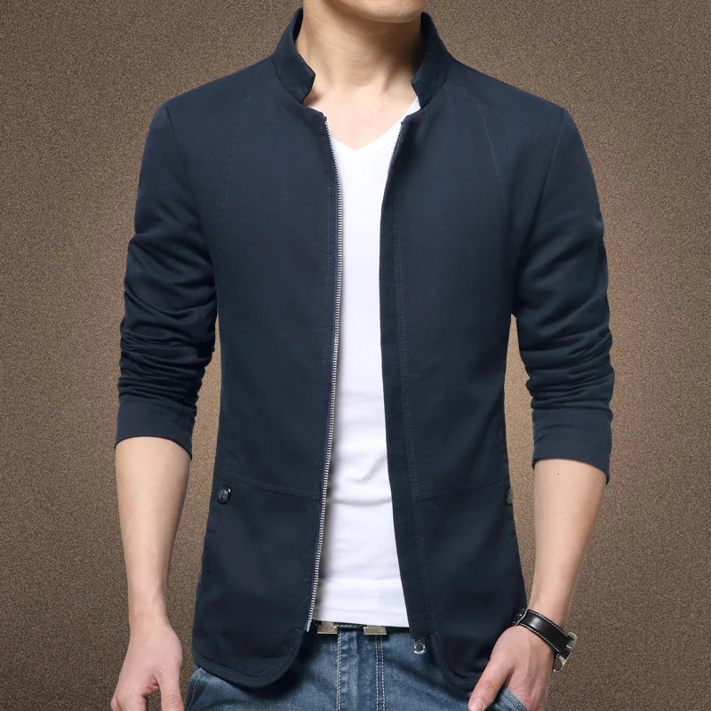 2022 Men Jacket Fashion Standing Collar Jacket Coats Men Slim Fit Business Casual Male Jackets Men Clothing Plus Size M-5XL - Image 5