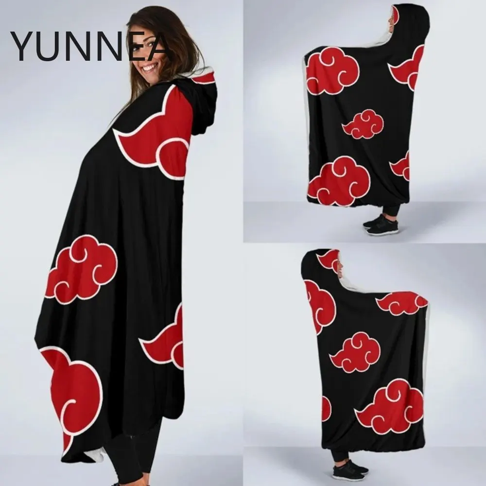 2022 New Anime Hooded Cloak Aldult Autumn Winter Red Cloud Pattern Blanket Office Nap Cape Casual Home Clothing - Image 14