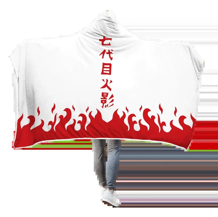 2022 New Anime Hooded Cloak Aldult Autumn Winter Red Cloud Pattern Blanket Office Nap Cape Casual Home Clothing - Image 3