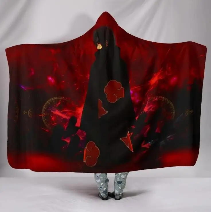 2022 New Anime Hooded Cloak Aldult Autumn Winter Red Cloud Pattern Blanket Office Nap Cape Casual Home Clothing - Image 5