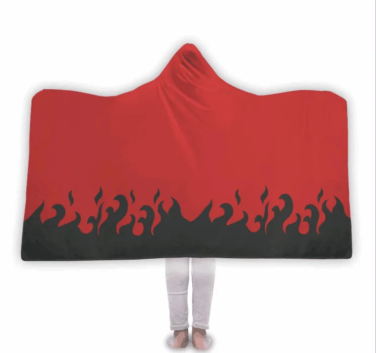 2022 New Anime Hooded Cloak Aldult Autumn Winter Red Cloud Pattern Blanket Office Nap Cape Casual Home Clothing - Image 7