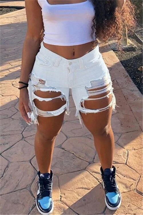 2022 Sexy new arrival Women's summer Ripped denim shorts Trendy Internet celebrities shorts - Image 3