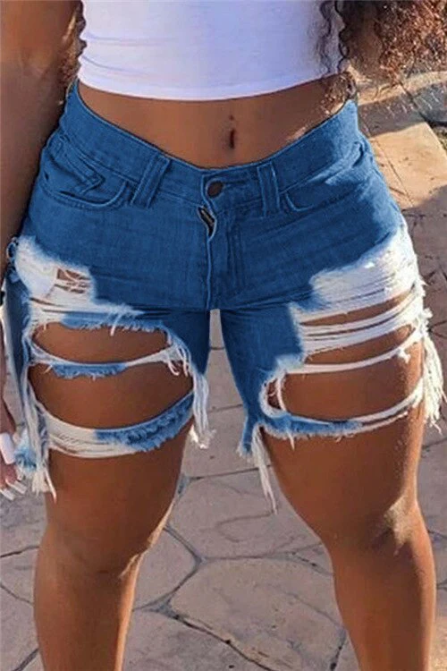 2022 Sexy new arrival Women's summer Ripped denim shorts Trendy Internet celebrities shorts - Image 4