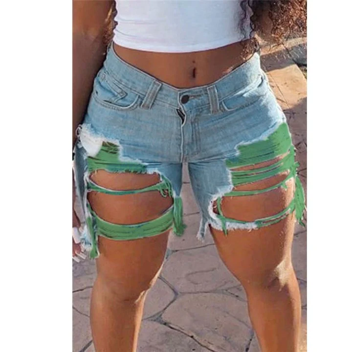 2022 Sexy new arrival Women's summer Ripped denim shorts Trendy Internet celebrities shorts - Image 7