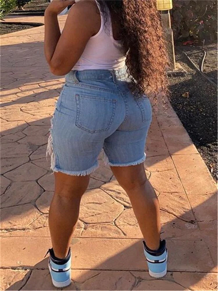 2022 Sexy new arrival Women's summer Ripped denim shorts Trendy Internet celebrities shorts - Image 8