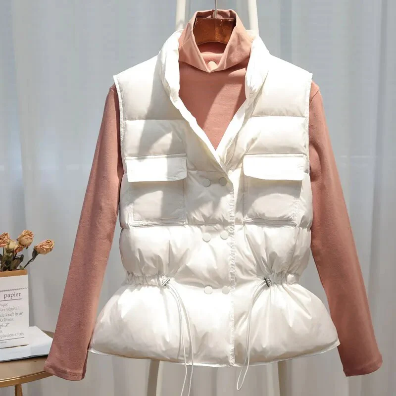 2022 New Autumn Winter Women Ultra Light Down Vest White Duck Down Jacket Short Down Coat Parka Ladies Sleeveless Waistcoat - Image 2