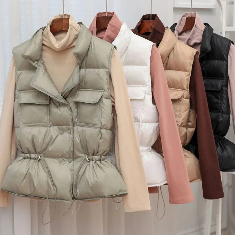 2022 New Autumn Winter Women Ultra Light Down Vest White Duck Down Jacket Short Down Coat Parka Ladies Sleeveless Waistcoat - Image 5