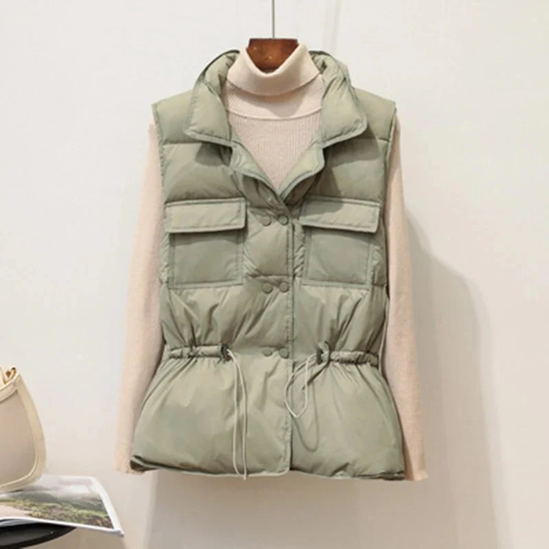 2022 New Autumn Winter Women Ultra Light Down Vest White Duck Down Jacket Short Down Coat Parka Ladies Sleeveless Waistcoat - Image 7
