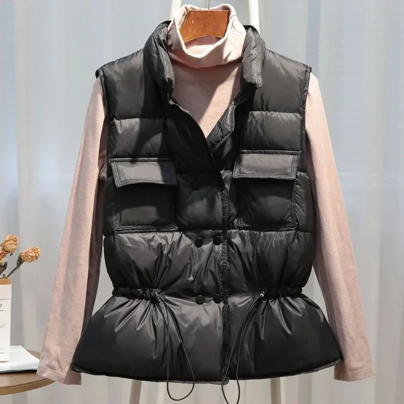 2022 New Autumn Winter Women Ultra Light Down Vest White Duck Down Jacket Short Down Coat Parka Ladies Sleeveless Waistcoat - Image 8
