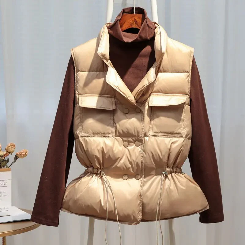 2022 New Autumn Winter Women Ultra Light Down Vest White Duck Down Jacket Short Down Coat Parka Ladies Sleeveless Waistcoat - Image 9
