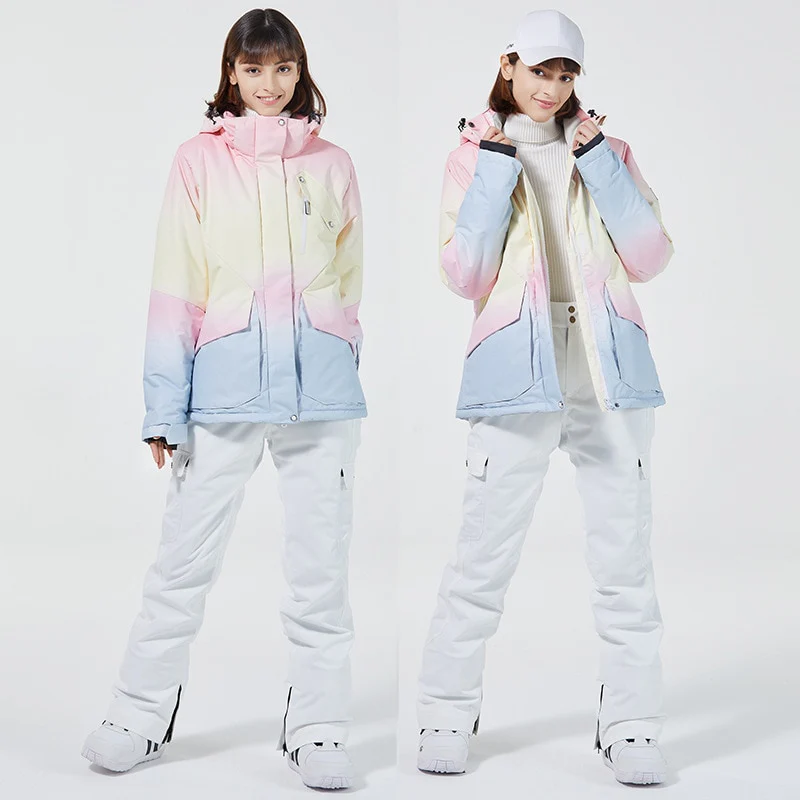 2022 New Fashion Color Matching Ski Suit Women Windproof Waterproof Jacket and Pants Suit - Image 11