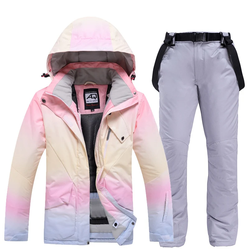 2022 New Fashion Color Matching Ski Suit Women Windproof Waterproof Jacket and Pants Suit - Image 6