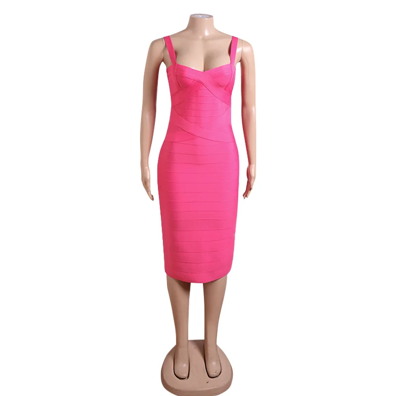 2022 New Style White Fashion Suspenders Mid Length Long Length Slim Fit Bandage Dress Dress Casual Party Elegant Gentle - Image 8