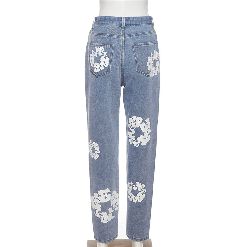 2022 Printing Women Jean Pants Women Clothing Autumn Clothes High Waist Jean - Image 6