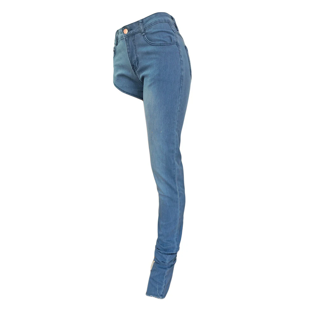 2022 Sexy Skinny Blue Jeans Shorts Pants Asymmetric Ladies Stretch Jeans Pants for Women - Image 6