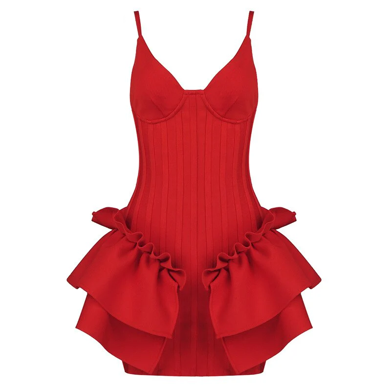 2022 Sexy Spaghetti Strap Bandages Dress Women Sexy Bodycon Clothes Club Party Celebrity Mini Dresses - Image 4