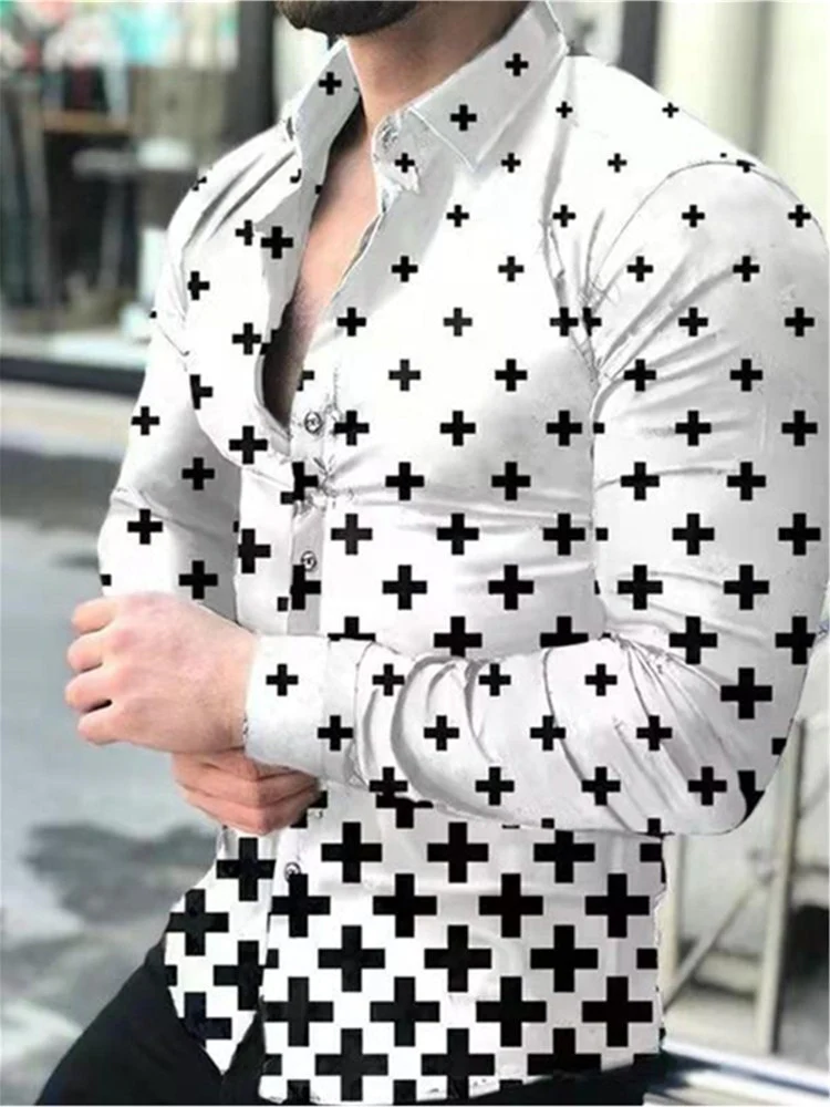 2022 Spring Autumn Men Fashion Shirts Turn-down Collar Buttoned Shirt - Image 12