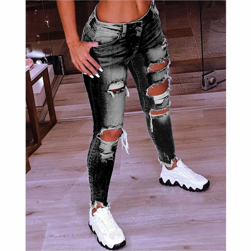 2022 Spring New Women's Low Waist Ripped Jeans - Image 8
