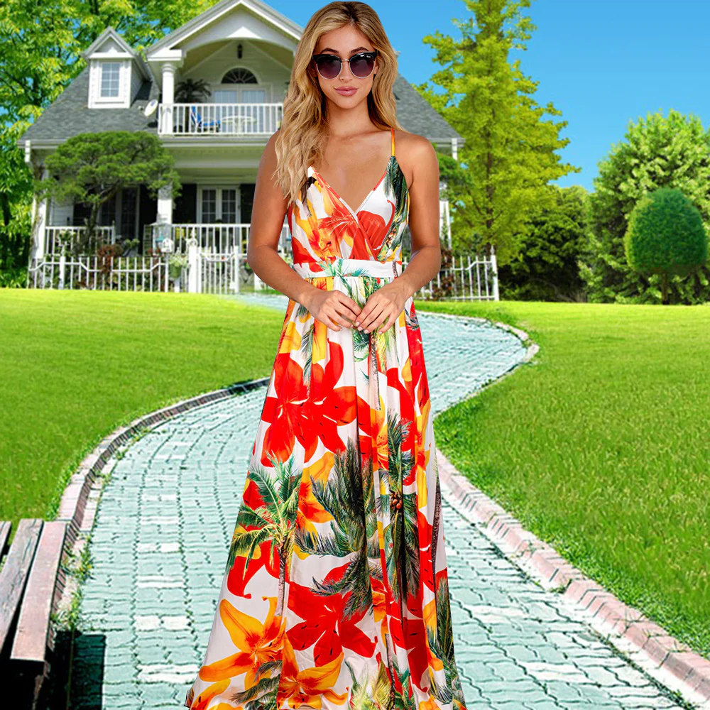 2022 Sexy Spring Summer Printed Women's Dress Ethnic Sleeveless - Image 10