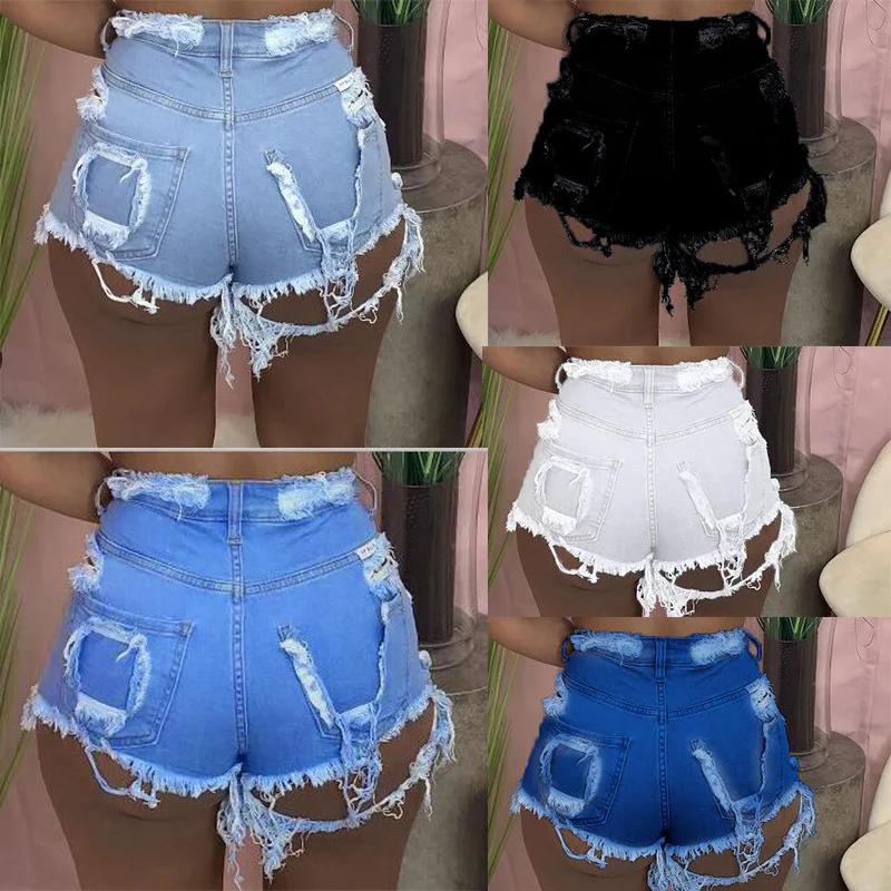 Sexy 2022 Streetwear High Waist Ladies Ripped Jeans Shorts Skinny Women Jeans - Image 7
