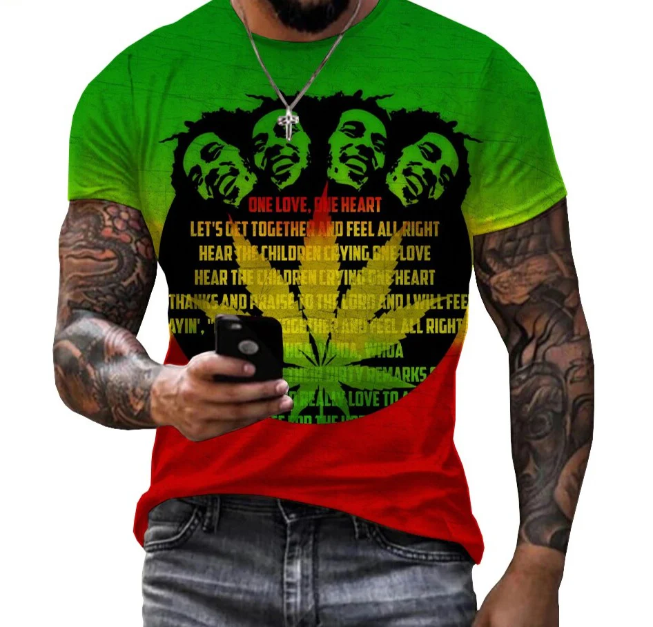 2022 Summer Fashion Bob Marley Reggae Printed 3D T-shirt Men - Image 24