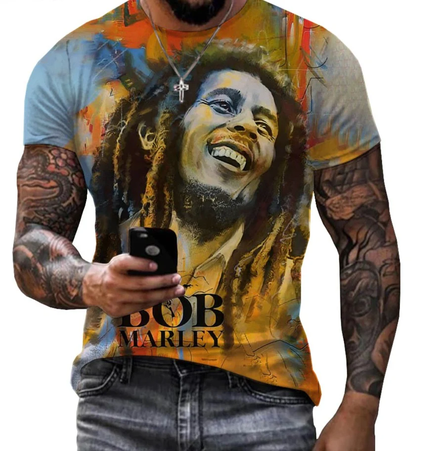 2022 Summer Fashion Bob Marley Reggae Printed 3D T-shirt Men - Image 25