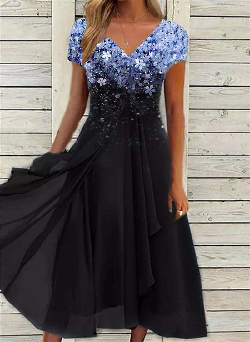2022 Summer Fashion Chiffon Dresses Female Princess Sleeves A-line Dress - Image 8