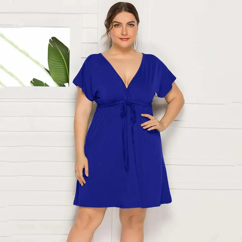 2022 Summer Oversized Dress Women Sundress Big Size Party Dress Ladies V-neck Casual Plus Size Dress For Women 3XL 4XL - Image 8