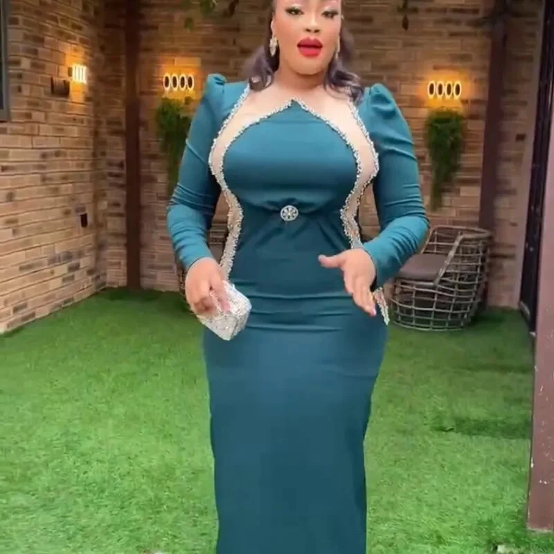 2023 African Women Plus Size Evening Dresses Wedding Party Long Luxury Gown Bodycon Mermaid Dress Ankara Ladies Africa Clothing - Image 2