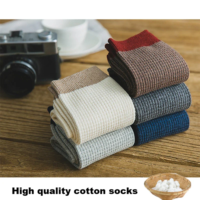 2023 Autumn Winter New High Quality Organic Cotton Harajuku Happy Men Socks Compression Sock Men's Business Dress Long Sock Gift - Image 4