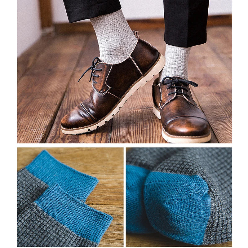 2023 Autumn Winter New High Quality Organic Cotton Harajuku Happy Men Socks Compression Sock Men's Business Dress Long Sock Gift - Image 5