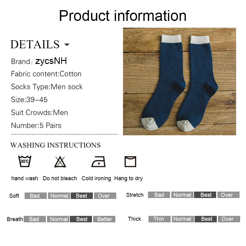 2023 Autumn Winter New High Quality Organic Cotton Harajuku Happy Men Socks Compression Sock Men's Business Dress Long Sock Gift - Image 6