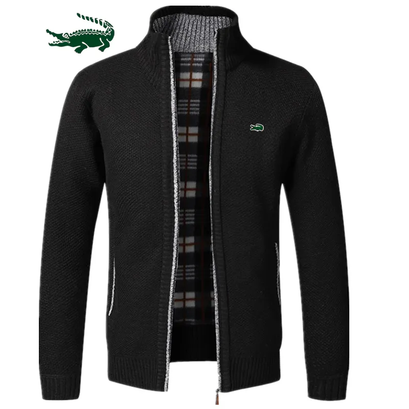 2023 Autumn Winter New Men's Jacket Slim Fit Stand Collar Zipper Jacket Men Solid Cotton Thick Warm Jacket Men - Image 10