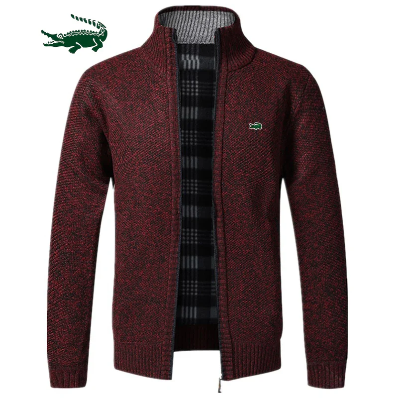 2023 Autumn Winter New Men's Jacket Slim Fit Stand Collar Zipper Jacket Men Solid Cotton Thick Warm Jacket Men - Image 5