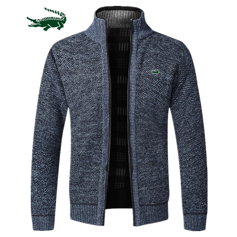 2023 Autumn Winter New Men's Jacket Slim Fit Stand Collar Zipper Jacket Men Solid Cotton Thick Warm Jacket Men - Image 7